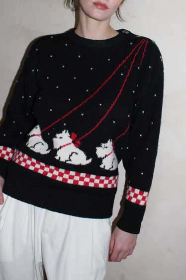 Vintage Dog Embellished Wool Sweater