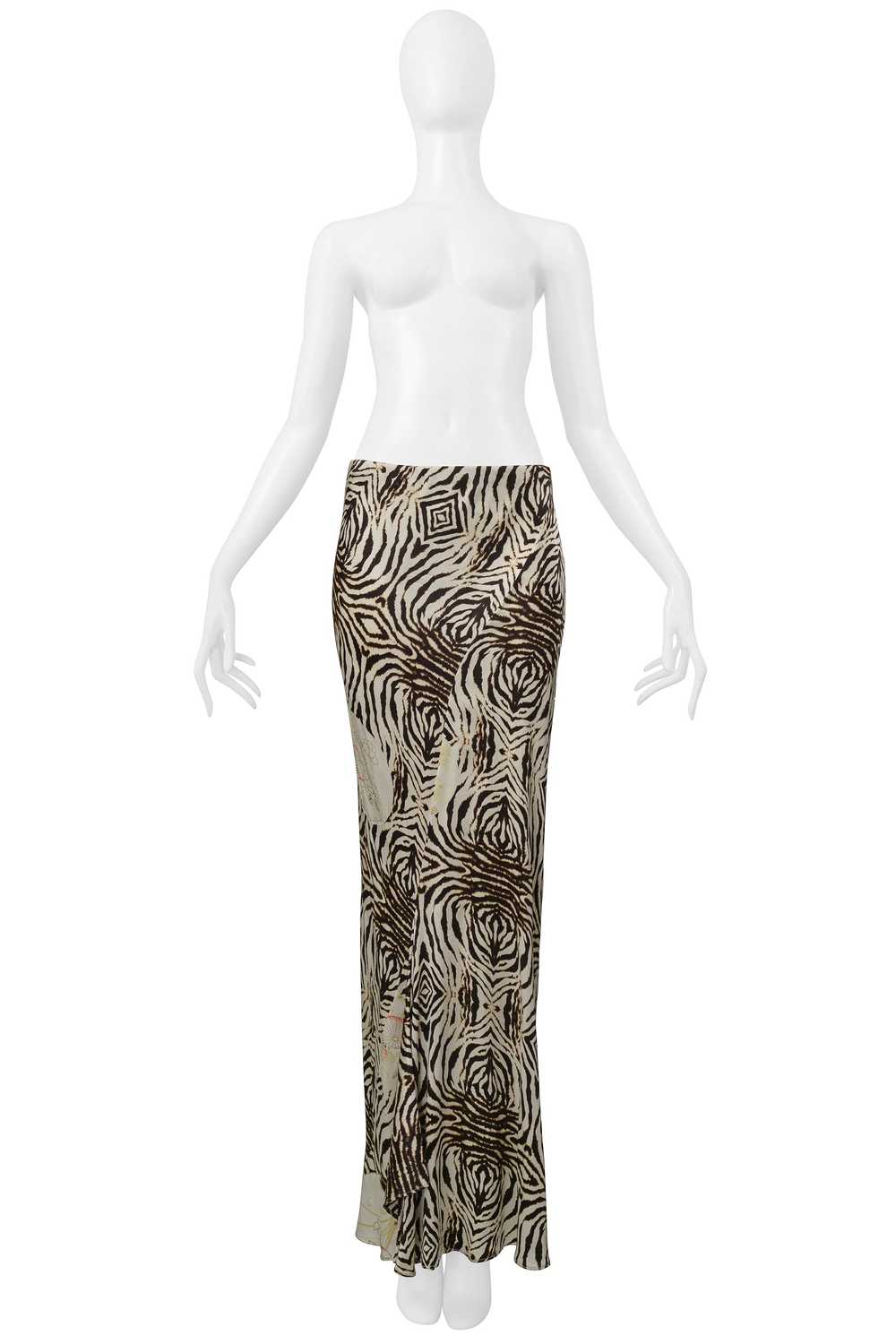 ROBERTO CAVALLI ZEBRA AND FLORAL BIAS CUT MAXI SK… - image 1