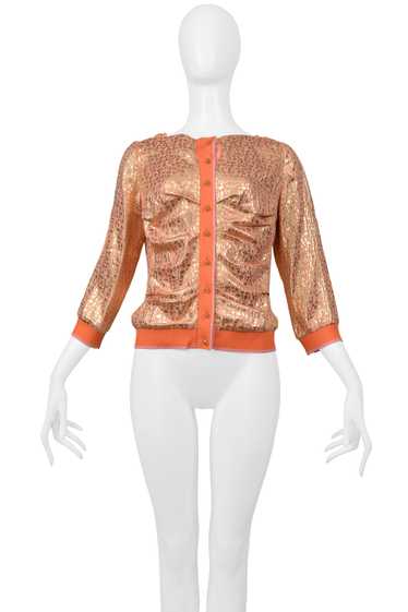 LOUIS VUITTON BY MARC JACOBS PEACH & GOLD CARDIGAN - image 1