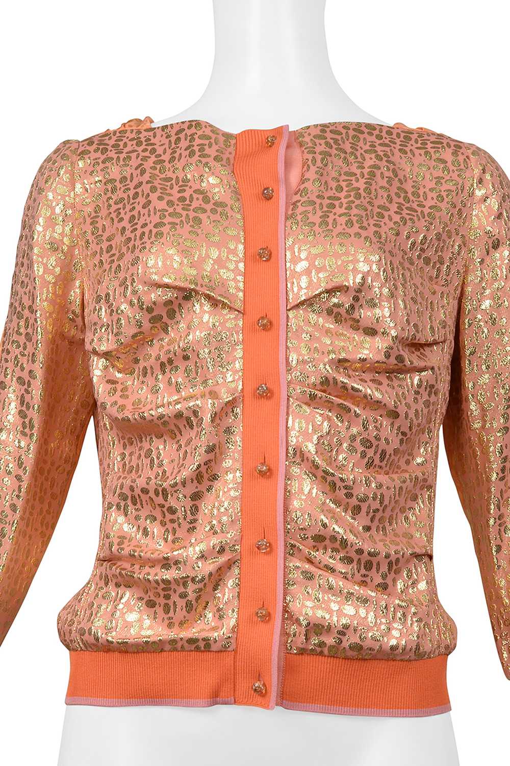 LOUIS VUITTON BY MARC JACOBS PEACH & GOLD CARDIGAN - image 3