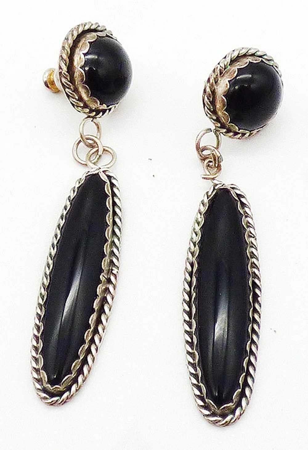 Antoinette Platero Native Sterling Onyx Earrings - image 1