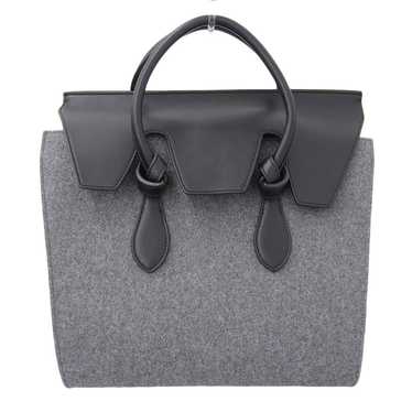 CELINE Tie bag handbag, felt and leather, gray an… - image 1