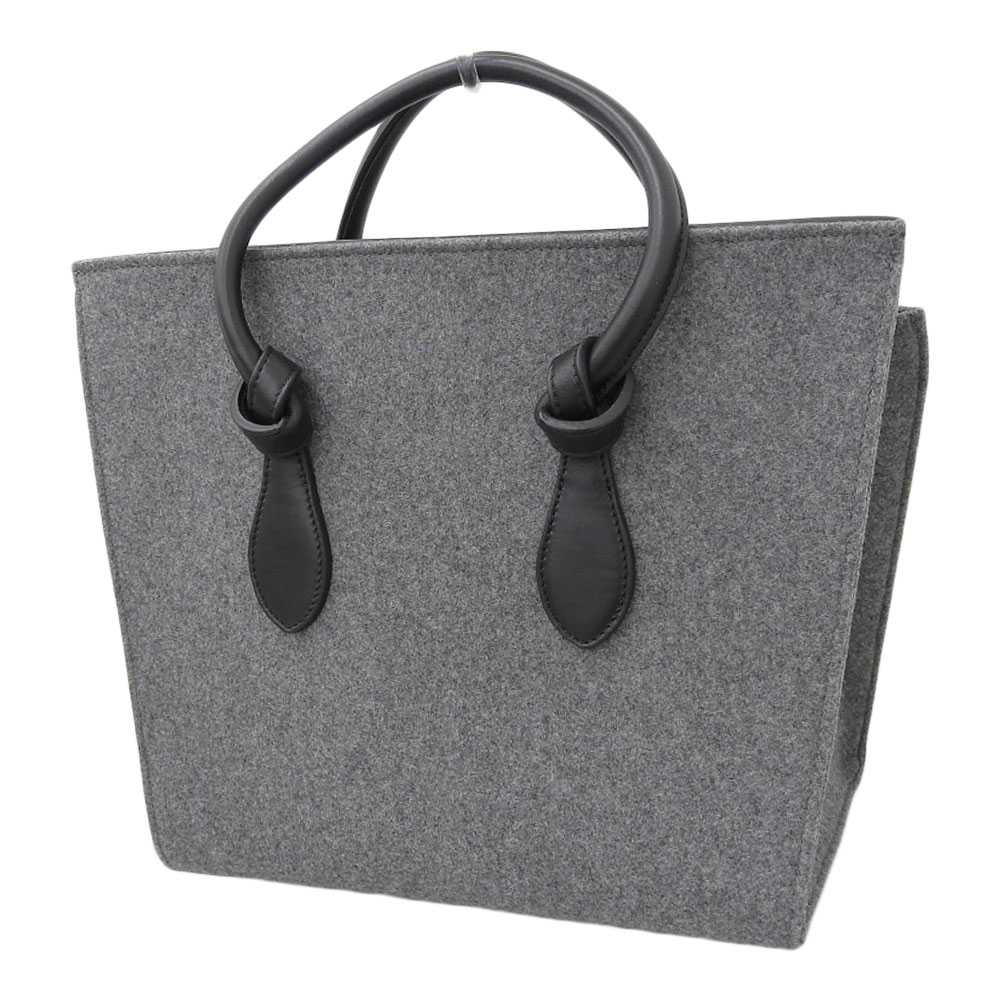 CELINE Tie bag handbag, felt and leather, gray an… - image 2