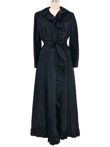 1960s Ruffle Taffeta Robe - image 1