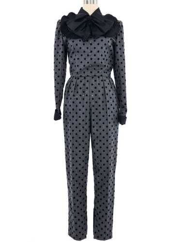 1970s Nina Ricci Polka Dot Wool Jumpsuit