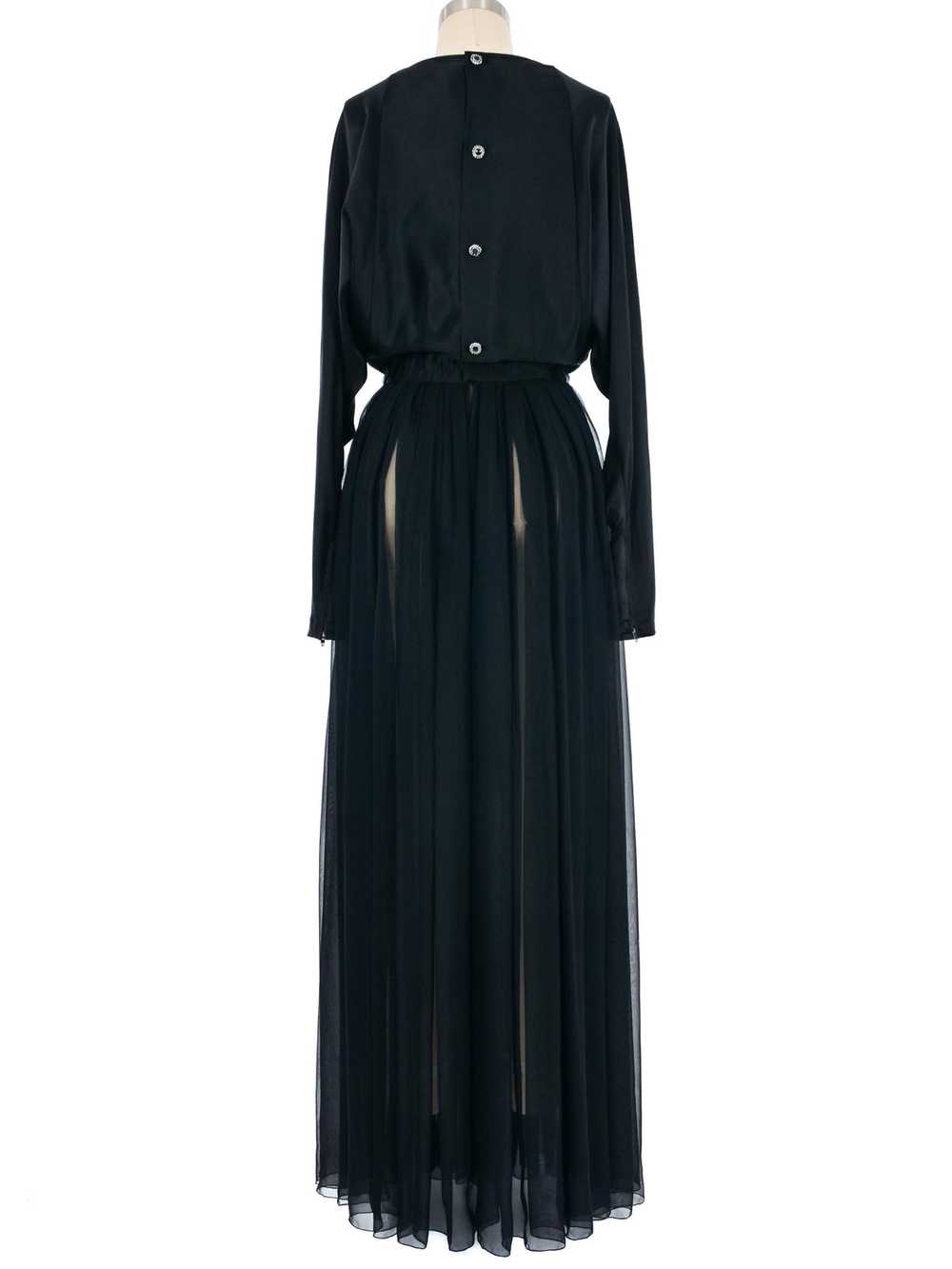 1980s Galanos Black Satin And Silk Chiffon Gown - image 2