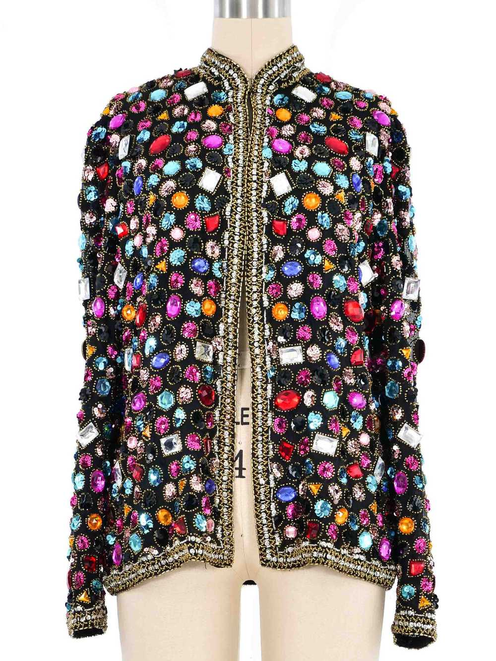 1980s Jewel Embellished Silk Jacket - image 1