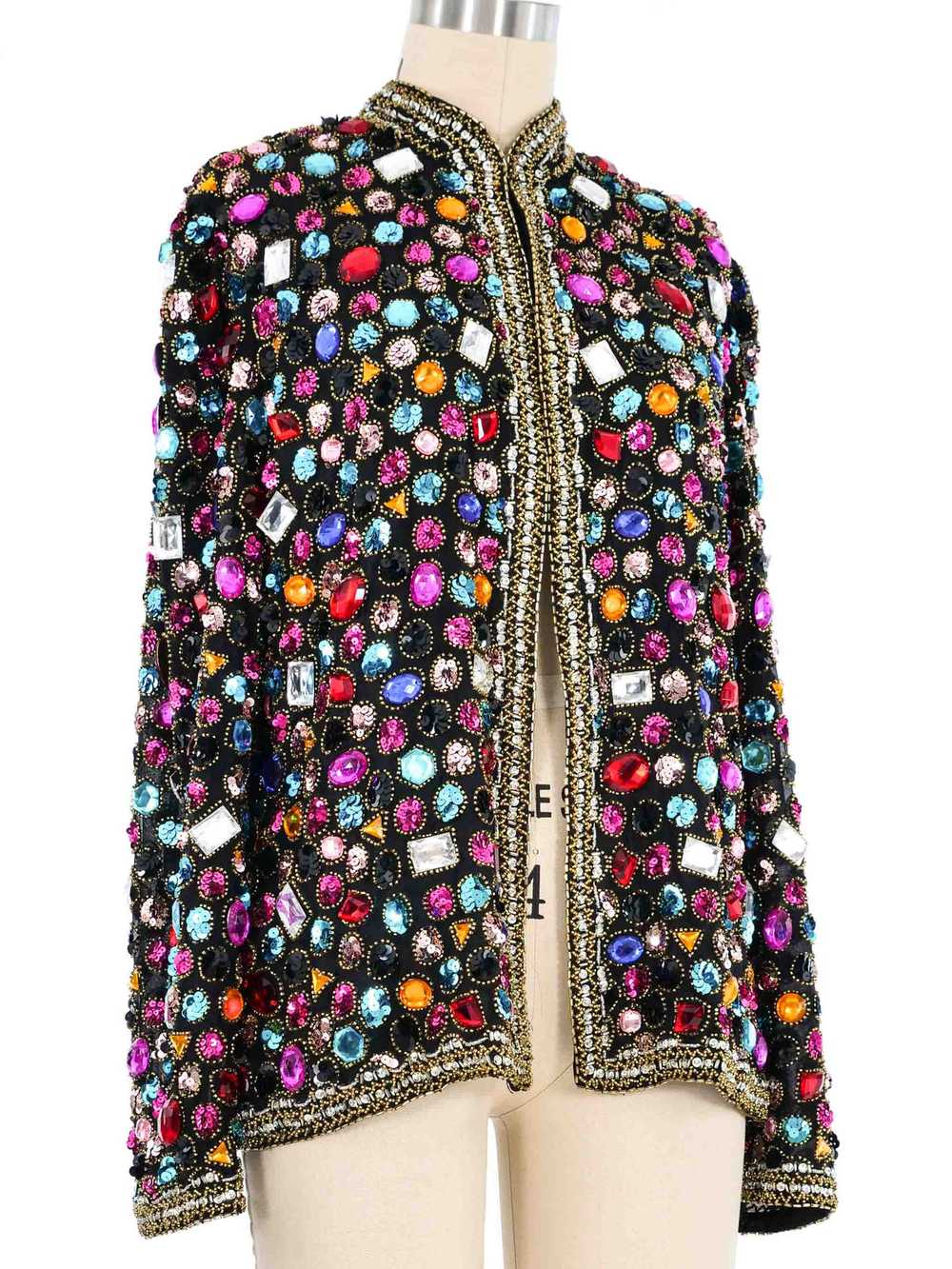 1980s Jewel Embellished Silk Jacket - image 3