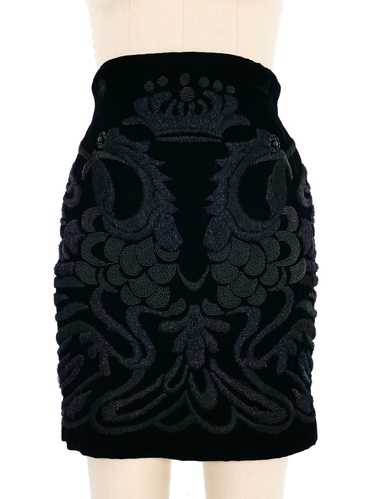 1980s Krizia Black Velvet Embellished Skirt