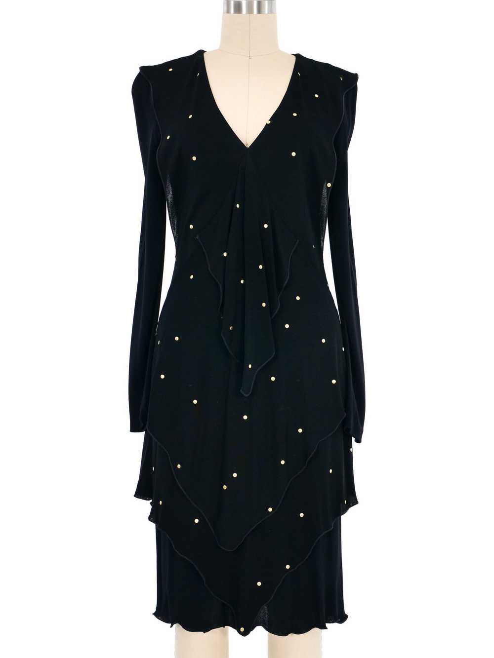 1980s Studded Tiered Jersey Dress - image 1