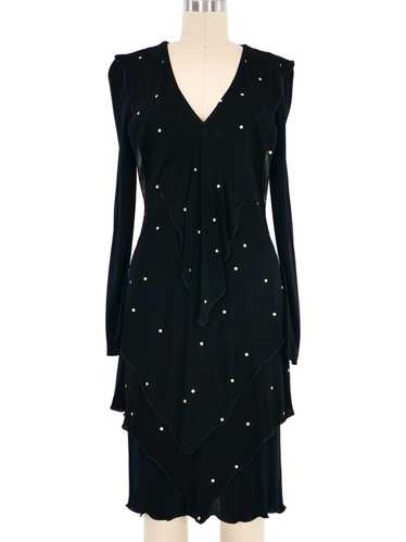 1980s Studded Tiered Jersey Dress - image 1