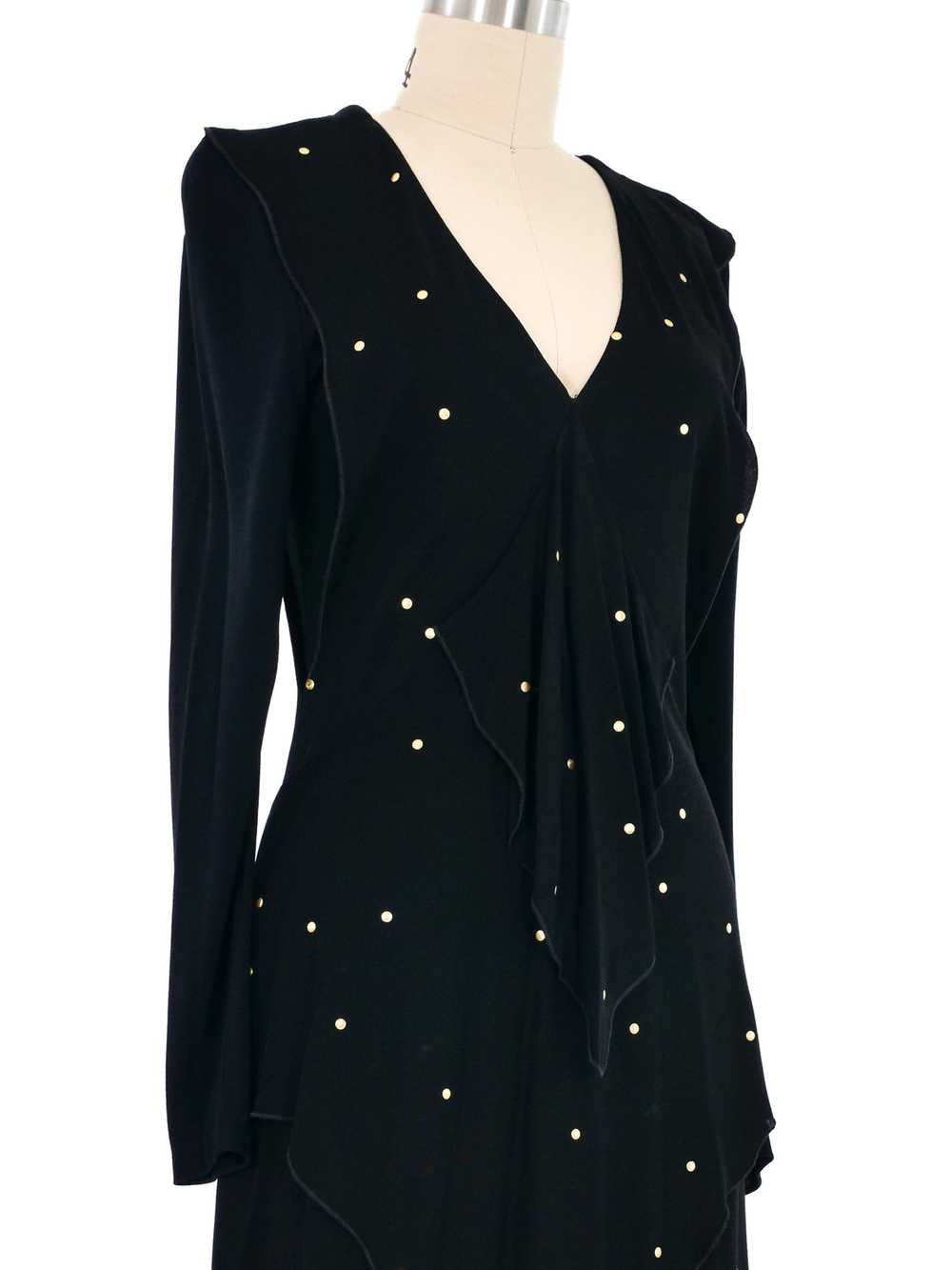 1980s Studded Tiered Jersey Dress - image 2