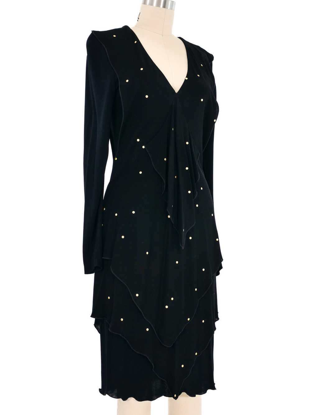 1980s Studded Tiered Jersey Dress - image 3