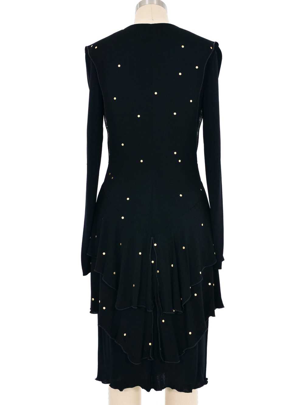 1980s Studded Tiered Jersey Dress - image 4