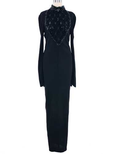 1990s Chloe Beaded Front Jersey Gown