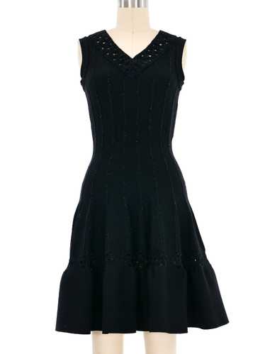 Alaia Black Metallic Trimmed Fit And Flare Mini Dr