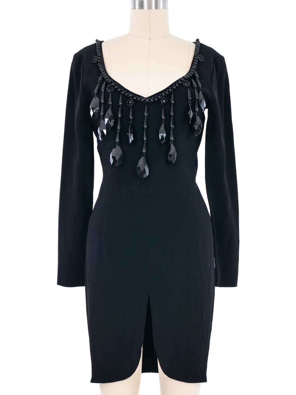 Byblos Beaded Crepe Mini Dress - image 1