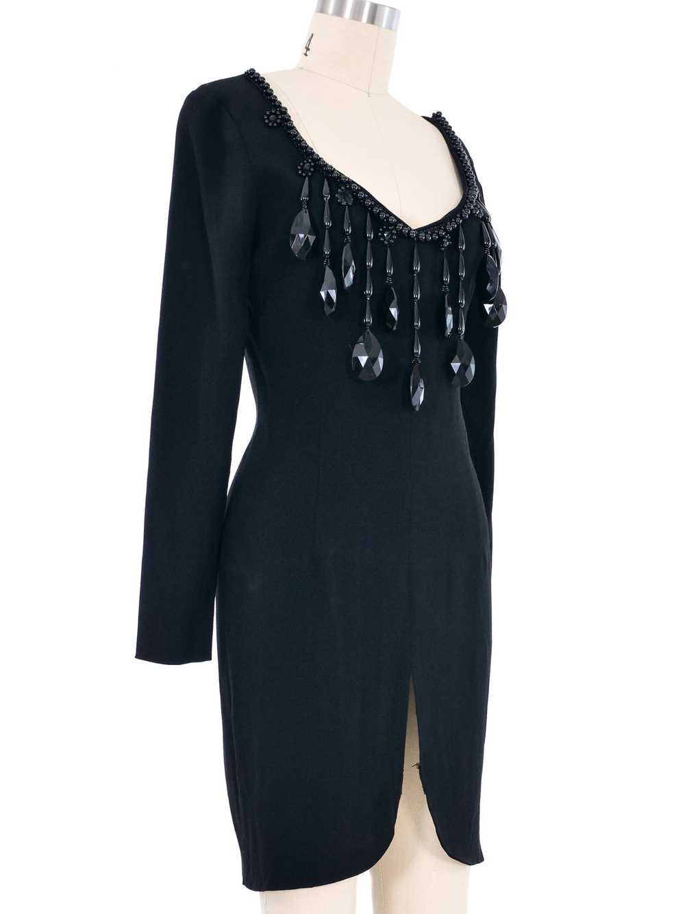 Byblos Beaded Crepe Mini Dress - image 3