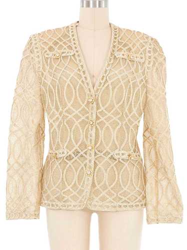 Champagne Embroidered Net Jacket