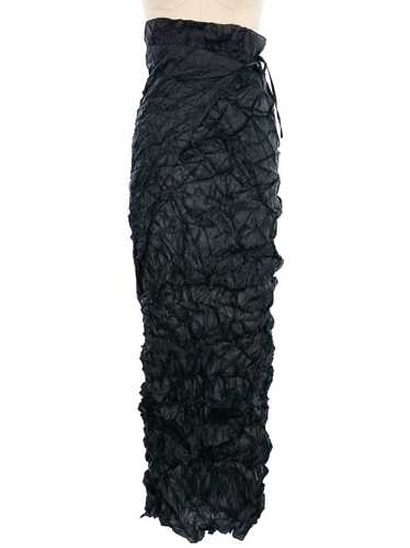 Krizia Black Crinkle Wrap Skirt