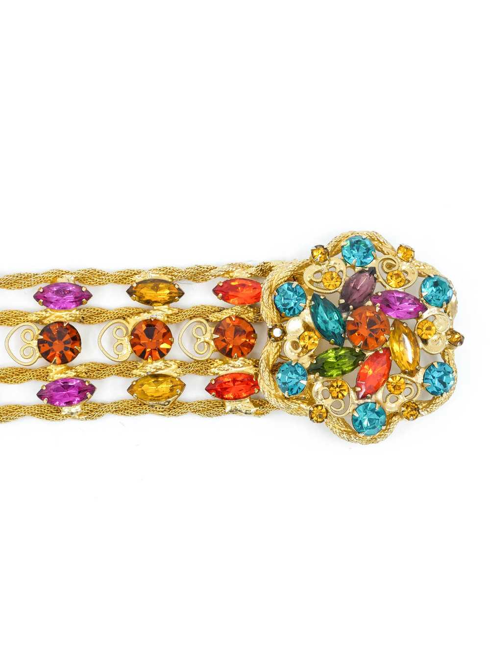 Goldtone Multicolor Jewel Belt - image 4