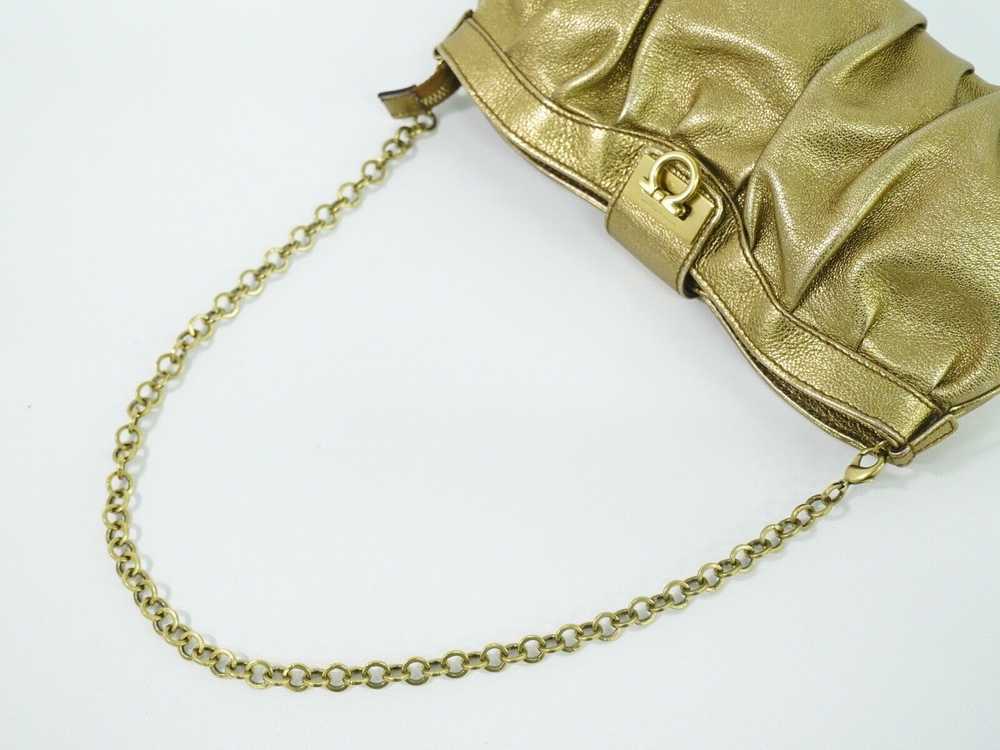 Salvatore Ferragamo Gancini Gold Leather Clutch B… - image 3