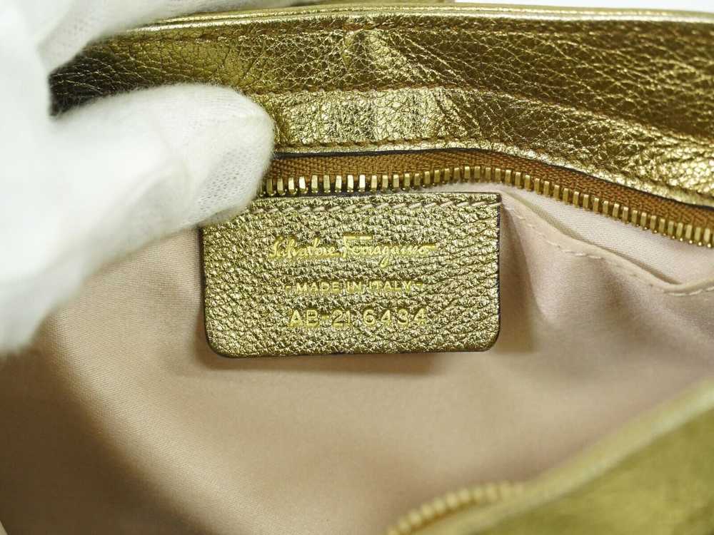 Salvatore Ferragamo Gancini Gold Leather Clutch B… - image 6