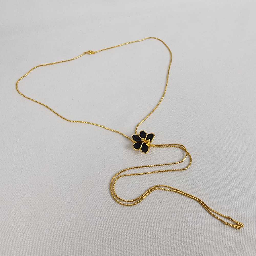 RISIS Black & Gold Orchid Lariat Necklace & Earri… - image 3