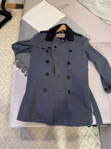 Burberry Burberry Navy Blue Sued Trench Coat