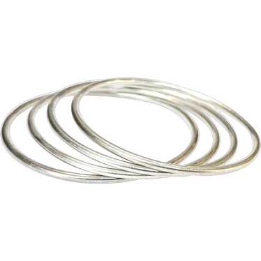 Sterling Bangle Bracelet (4) Lot Minimalist Silver