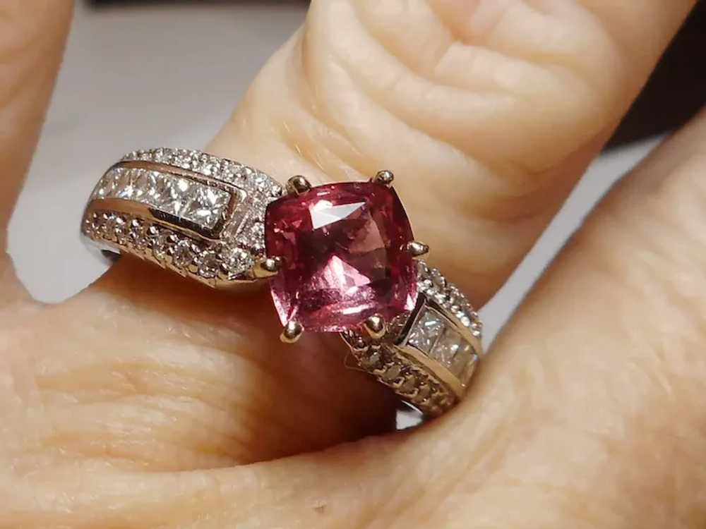 Pink Sapphire Diamond Ring Size 9 3/4 - image 10