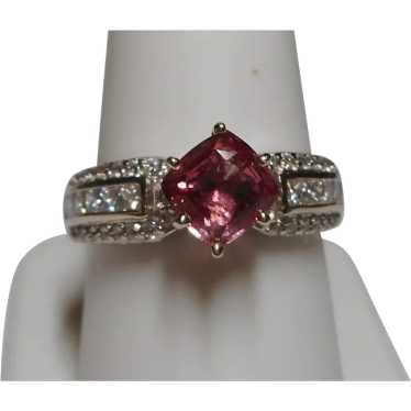 Pink Sapphire Diamond Ring Size 9 3/4 - image 1