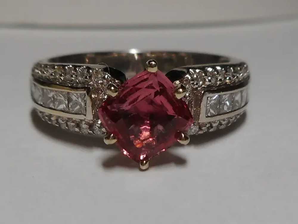 Pink Sapphire Diamond Ring Size 9 3/4 - image 3