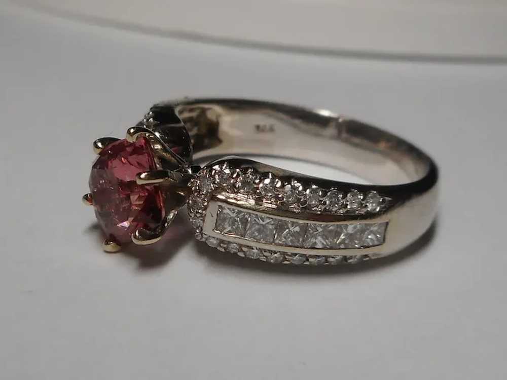 Pink Sapphire Diamond Ring Size 9 3/4 - image 4