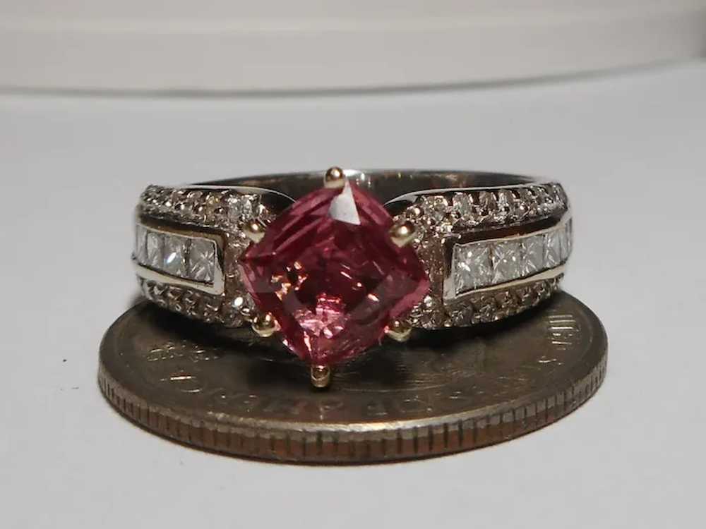 Pink Sapphire Diamond Ring Size 9 3/4 - image 5