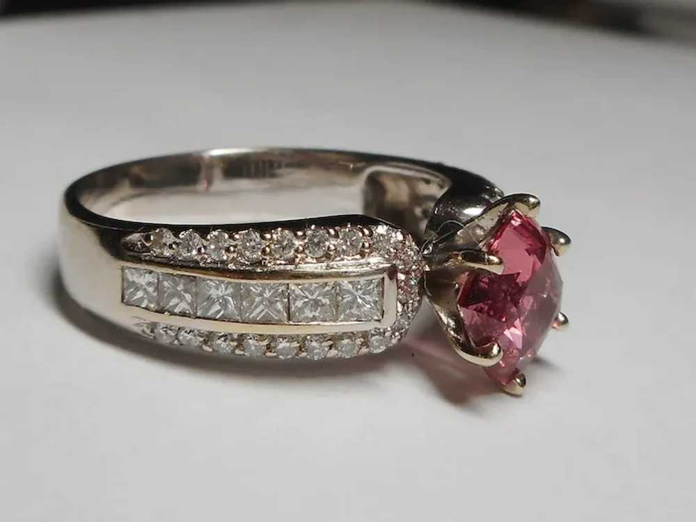 Pink Sapphire Diamond Ring Size 9 3/4 - image 7