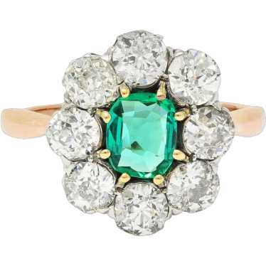 Victorian 2.69 CTW No Oil Colombian Emerald Diamon