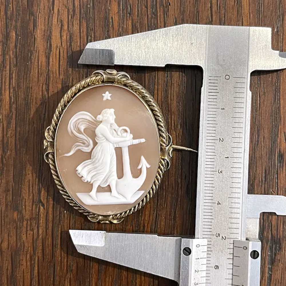 Victorian Shell Cameo Allegory of Hope Brooch - image 10