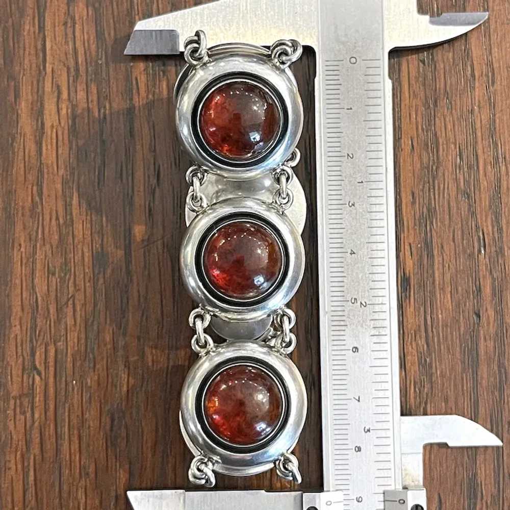 Mid-Century Danish Sterling Silver and Amber Brac… - image 11