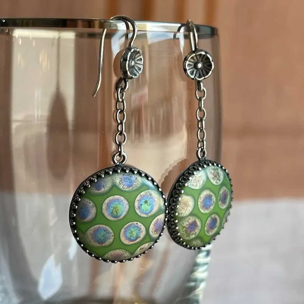 Antique Arts and Crafts English Art Glass Earring… - image 3