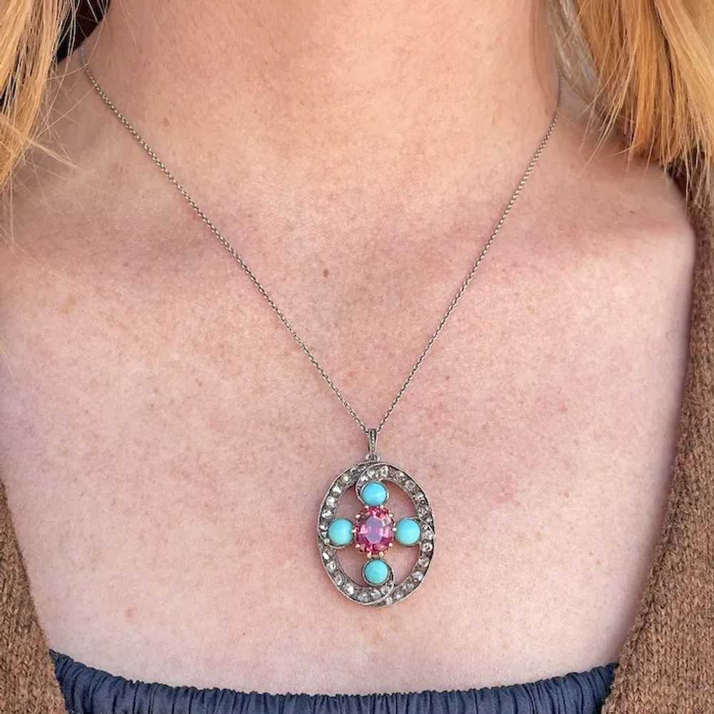 Victorian Tourmaline, Persian Turquoise, and Diam… - image 2