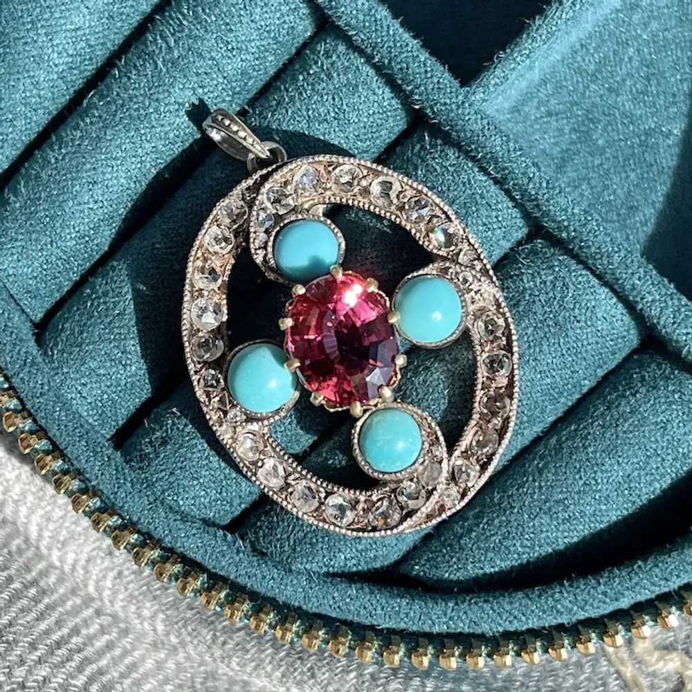 Victorian Tourmaline, Persian Turquoise, and Diam… - image 3