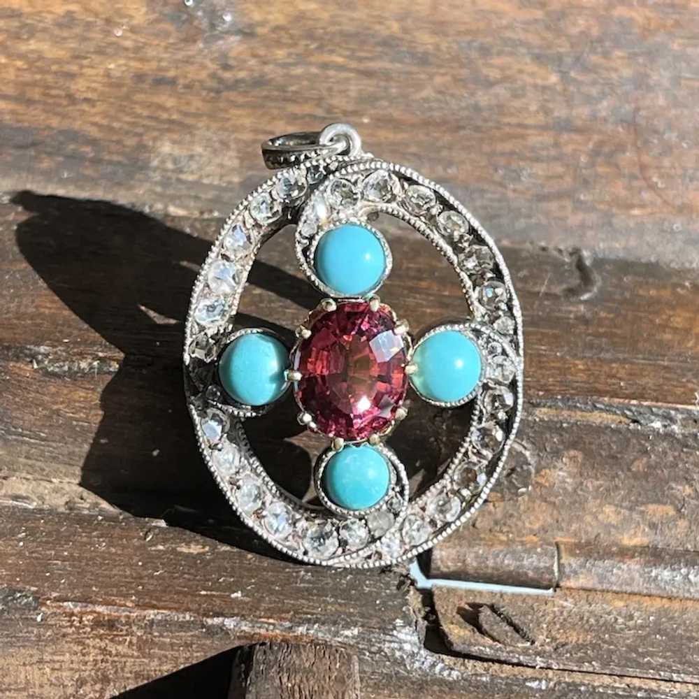 Victorian Tourmaline, Persian Turquoise, and Diam… - image 4