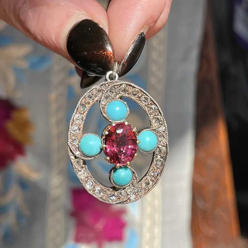 Victorian Tourmaline, Persian Turquoise, and Diam… - image 9