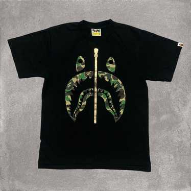 Bape Bape Small Shark Green ABC Camo Black Tee A … - image 1