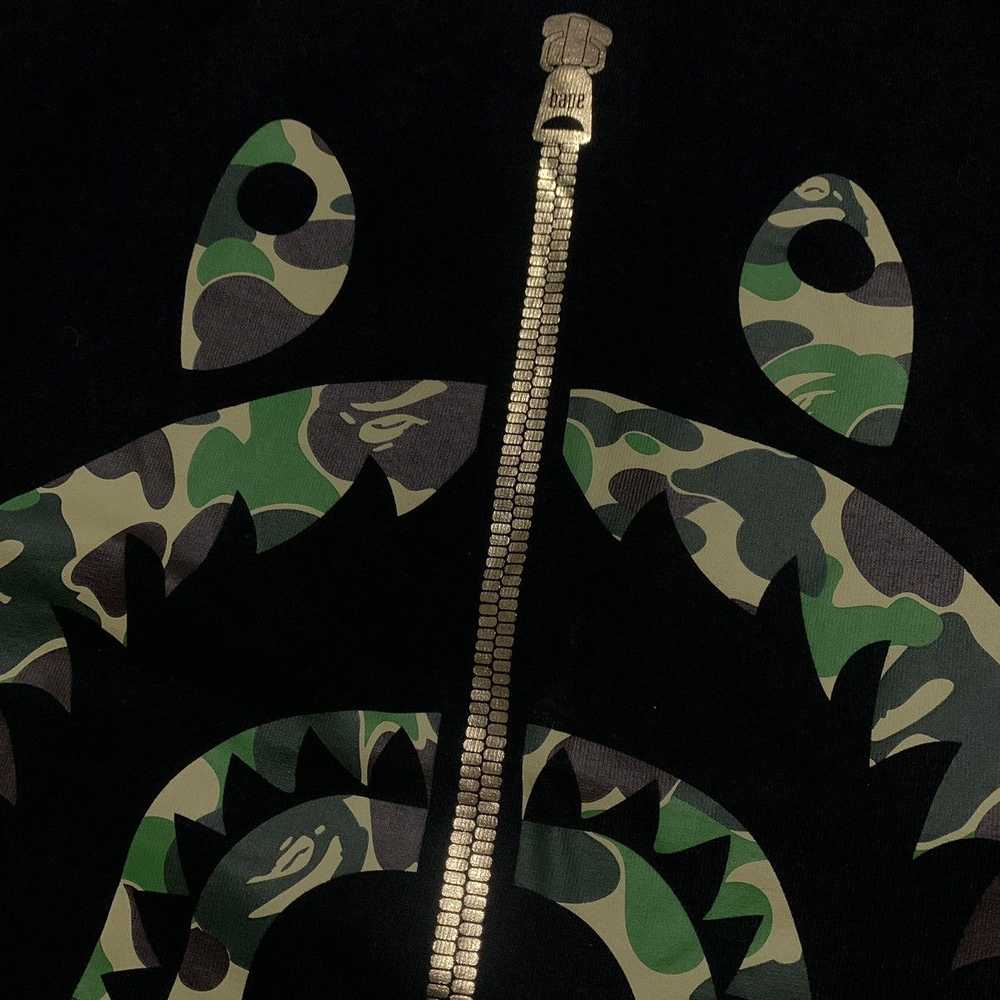 Bape Bape Small Shark Green ABC Camo Black Tee A … - image 3