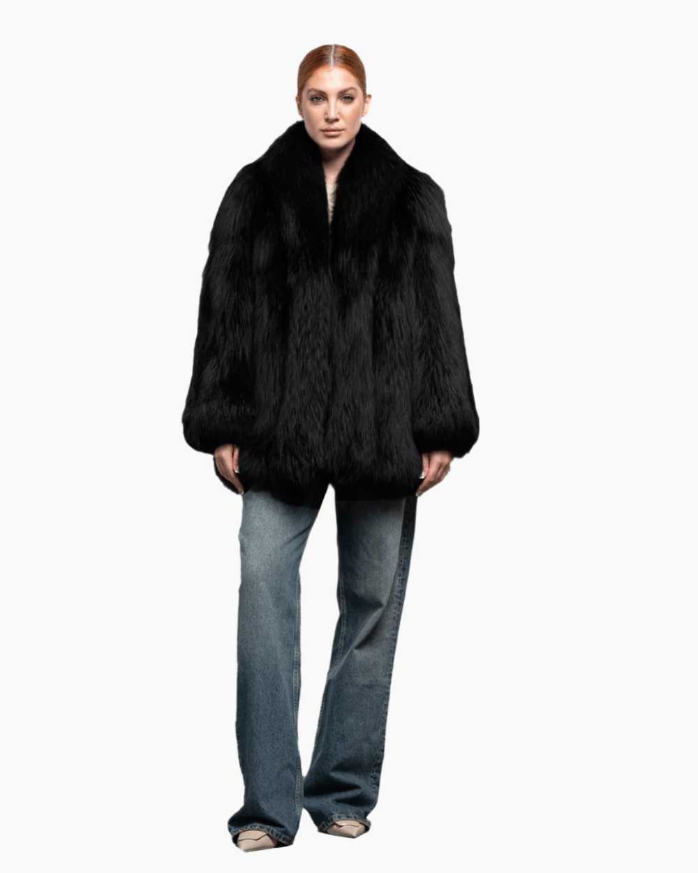 Mink Fur Coat Women's Black Fox Fur Coat - image 1