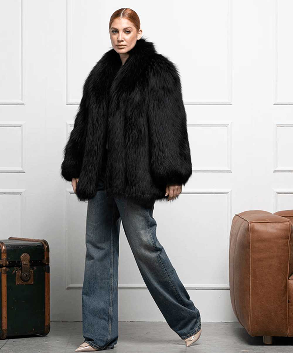 Mink Fur Coat Women's Black Fox Fur Coat - image 2