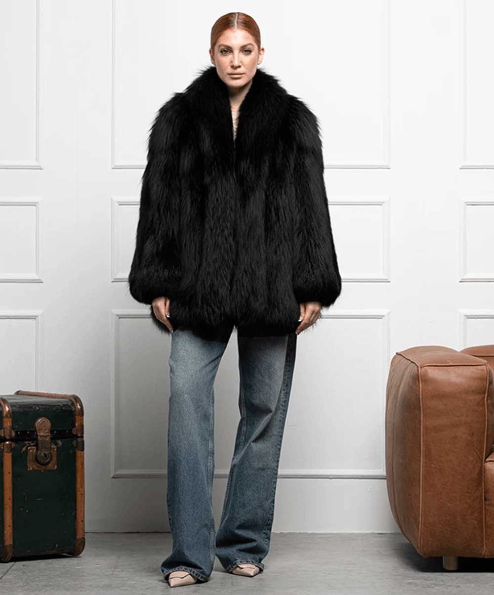 Mink Fur Coat Women's Black Fox Fur Coat - image 4