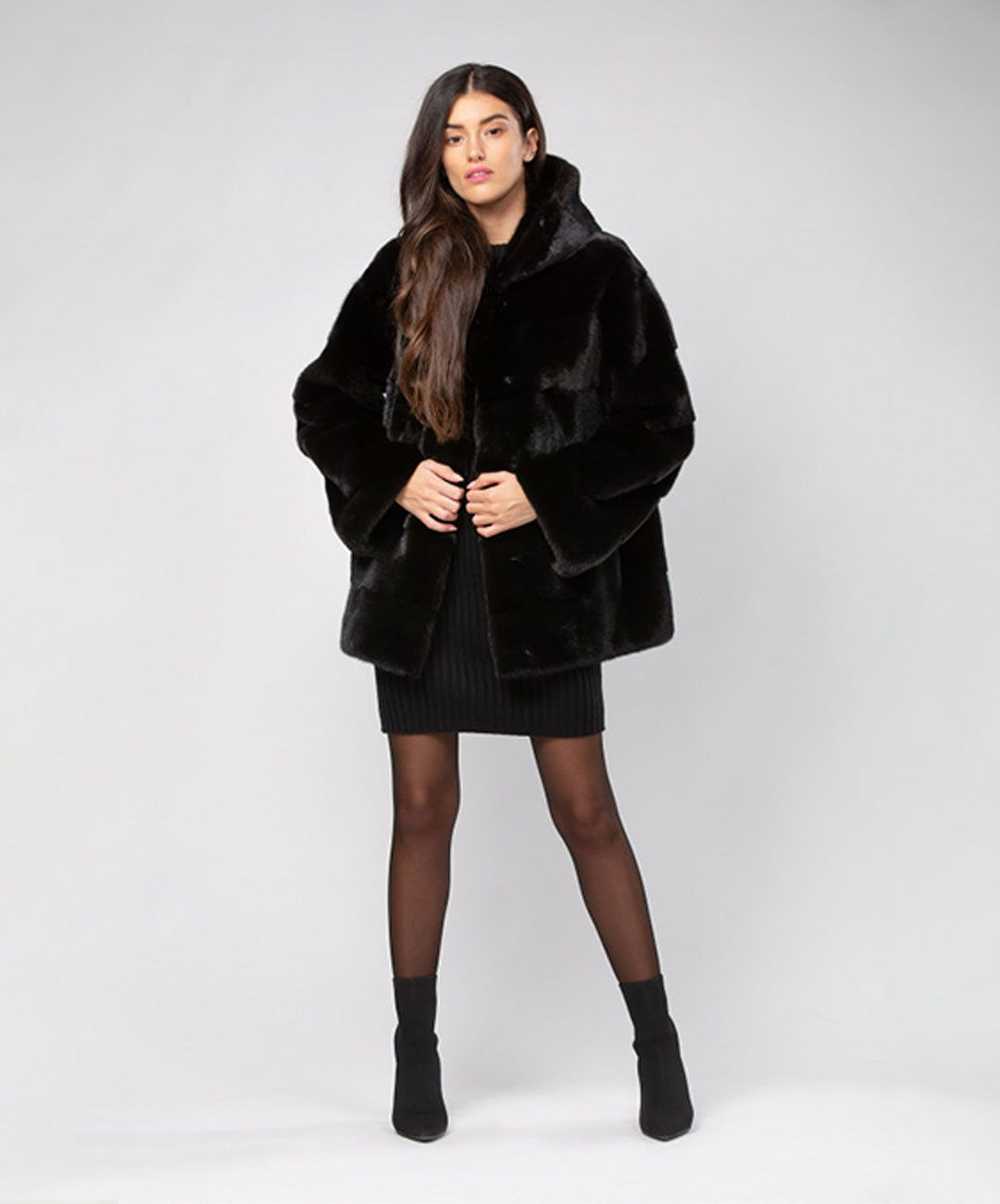 Mink Fur Coat Women's Black Mink Short Jacket - image 1